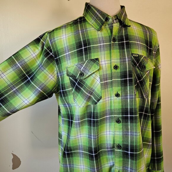 Dixxon Flannel Arsenic Green Plaid Shirt L - Picture 2 of 8